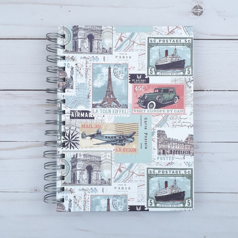 Journal Notepad Notebook Postage Stamps Travel Lined Sheets 6x8.5 in